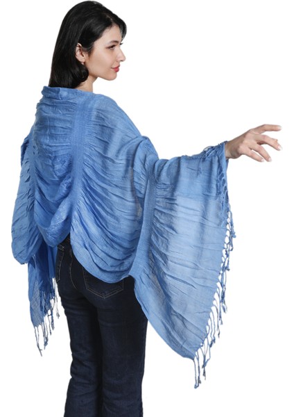 Mavi Polyester - Cotton Eşarp Şal modelleri