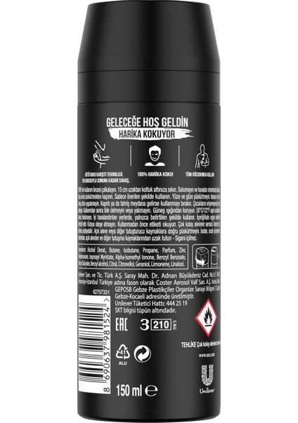 Erkek Sprey Deodorant Black 48 Saat Etkileyici Koku 150 ml