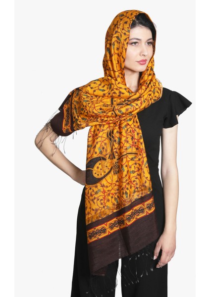 Orange Kahve Ipek - Keten Eşarp Şal modelleri