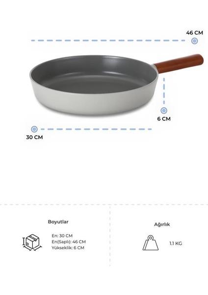 Fika Gri Alüminyum Tava - 30 cm