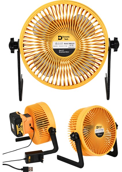 Dynamic Tech 4 Kademeli Masaüstü ve Araç Fan Pervane Şarjlı - USB - Kablolu 8'' Vantilatör Pervane Fan