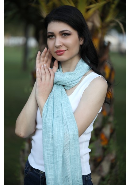 Açık Mavi Keten Şal modelleri