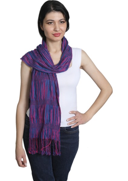 Pembe ve Mavi %100 Paşmina Desenli Şal Fular modelleri