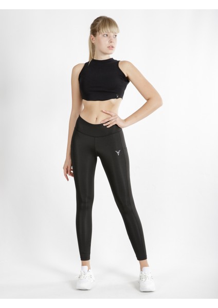 Kadın Yüksek Bel Tayt Modern Tasarım ve Toparlayıcı Özellikler ile Şık Siyah