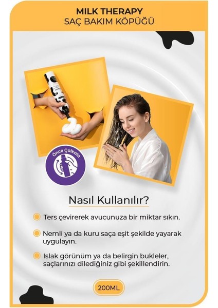 Milk Therapy Saç Köpüğü 200 ml +Milk Therapy Creamy Saç Köpüğü 350 ml 2'li Set