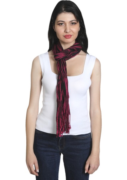 Fuşya ve Siyah Renkli %100 Paşmina Desenli Şal Fular modelleri