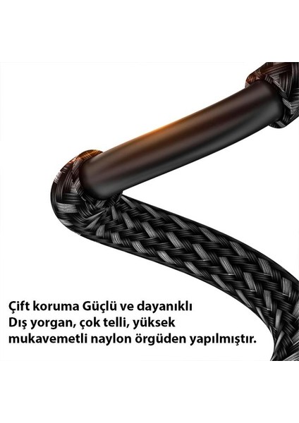 Örgü Kopmaz Kablo Moknatıslı Başlık 2mt 8k 60Hz HDMI Kablo Görüntü Aktarım Kablosu 7680X4320