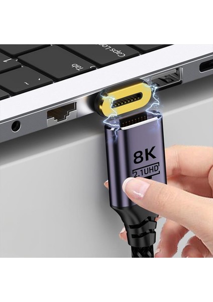 Örgü Kopmaz Kablo Moknatıslı Başlık 2mt 8k 60Hz HDMI Kablo Görüntü Aktarım Kablosu 7680X4320
