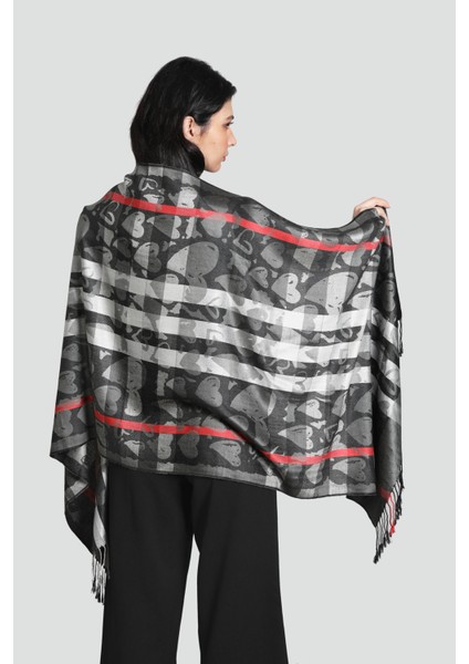 Gri Siyah Renk Desenli Paşmina Şal modelleri