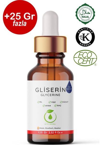 Gliserin | Kozmetik (El,yüz,vücut,ayak,saç) | %99.7 Saf | 125 Gr.