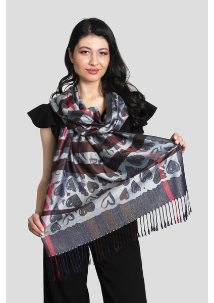 Kahverengi ve Gri Renk Desenli Paşmina Şal fiyatları