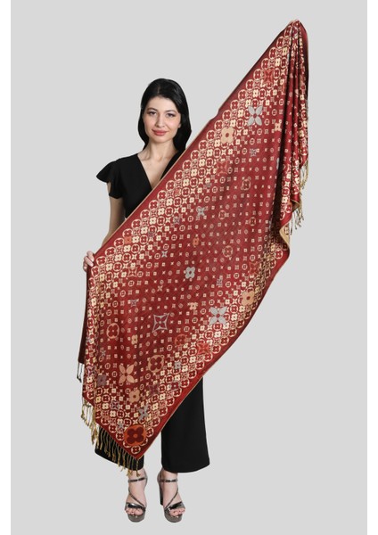 Mürdüm Gold Pashmina Şal