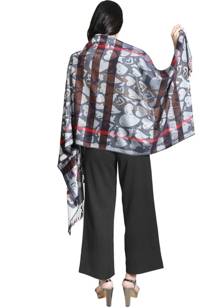Kahverengi ve Gri Renk Desenli Paşmina Şal fırsatları