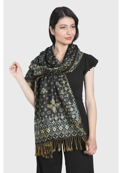 Koyu Kahve Bej Pashmina Şal