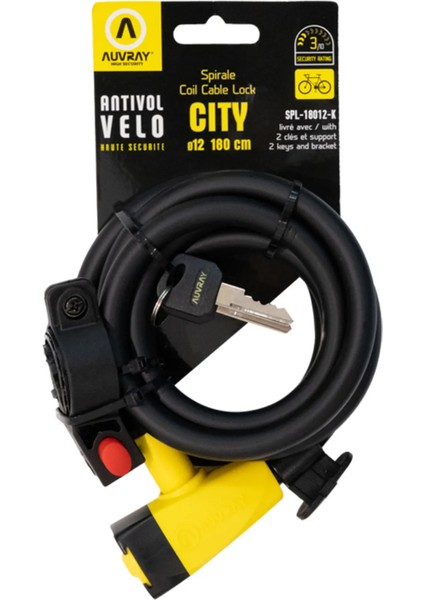Motosiklet ve Bisiklet Kilidi - Spiral City D12 180 cm