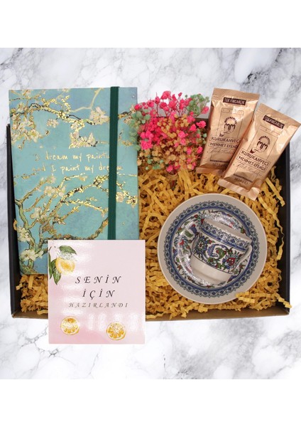 Hediye Kutusu - Defter & Kahve Fincanı & Kahve