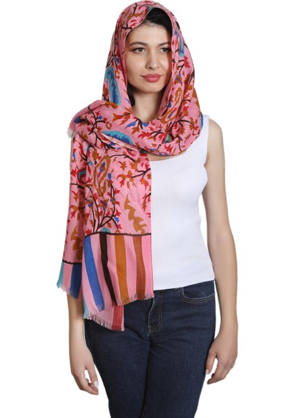 Pembe Bal Köpüğü Ipek - Keten Eşarp Şal fiyatları