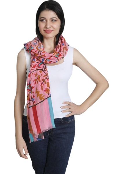 Pembe Bal Köpüğü Ipek - Keten Eşarp Şal modelleri