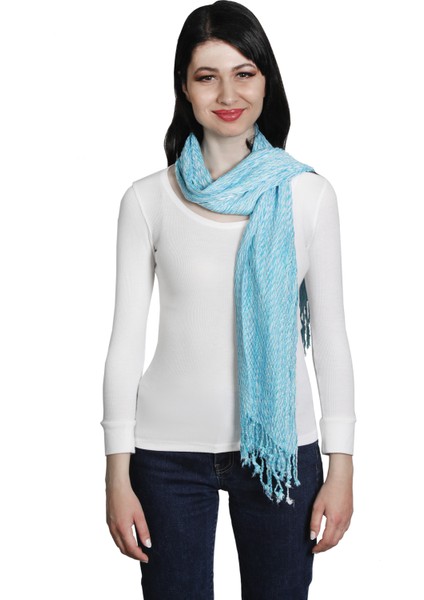 Mavi Ve Beyaz Renkli %100 Pamuk Şal modelleri