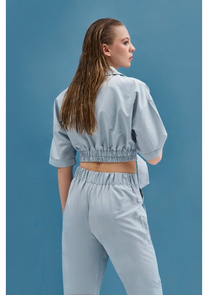 Mint Toka Detaylı Arka Lastikli Crop ve Cepli Arka Lastikli Pantolon Takım fiyatları