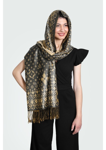 Antrasit Gold Rengi Desenli Paşmina Şal fırsatları