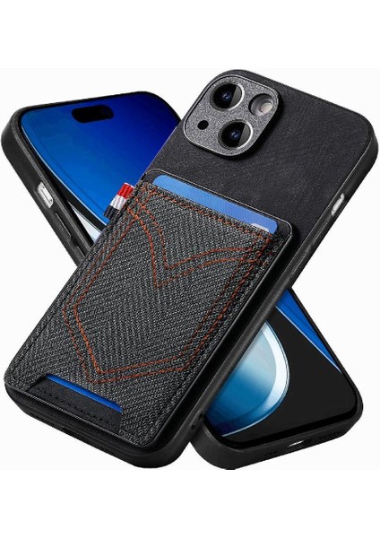 IPhone 15 Için Kılıf Artı Crad Yuvası Kot Cep Tasarım Manyetik Araç Montaj (Yurt Dışından)