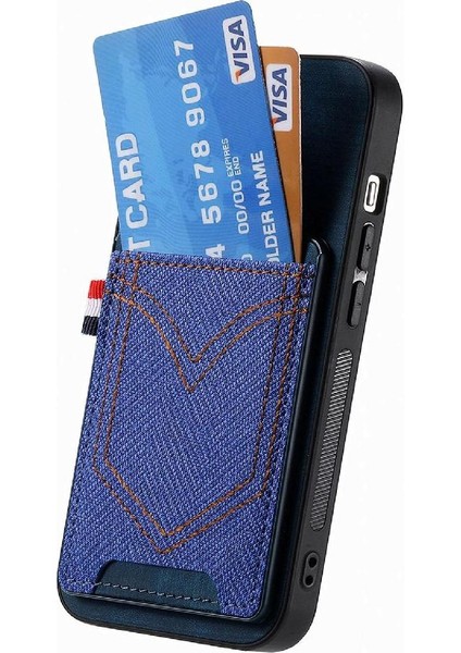 IPhone 15 Için Kılıf Artı Crad Yuvası Kot Cep Tasarım Manyetik Araç Montaj (Yurt Dışından)