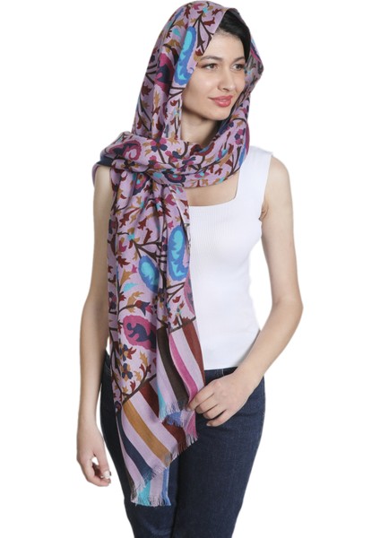 Lila Bordo Ipek - Keten Eşarp Şal fiyatları