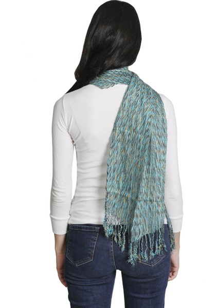 Turkuaz ve Sarı Renk &100 Pamuk Dokulu Şal Fular fiyatları