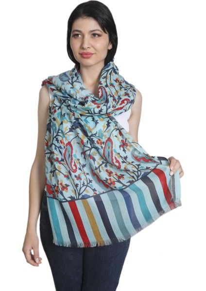Mavi Lacivert Ipek - Keten Eşarp Şal modelleri