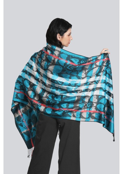 Antrasit Turkuaz Pashmina Şal