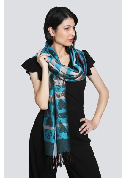Antrasit Turkuaz Pashmina Şal modelleri