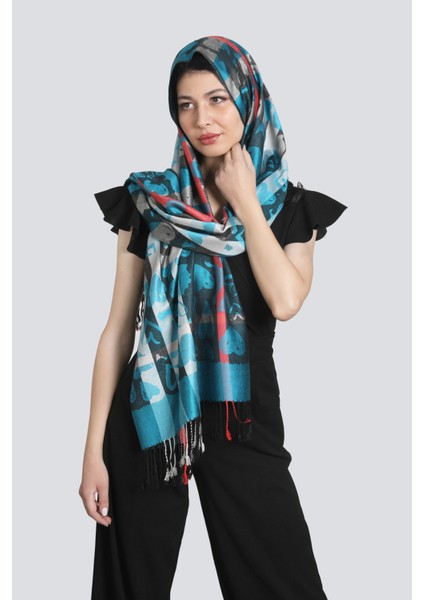 Antrasit Turkuaz Pashmina Şal fırsatları