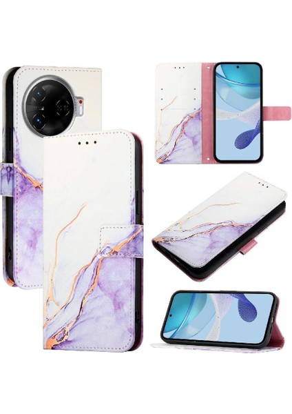 Tecno Camon 30 Pro 5g Mermer Desen Pu Deri Kickstand Cüzdan Için Kılıf (Yurt Dışından)