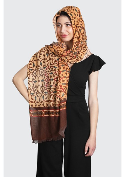 Orange Bordo Ipek - Keten Eşarp Şal