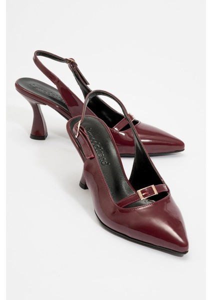 Kadın Arkası Açık Tokalı Topuklu Ayakkabı BORDO RUGAN