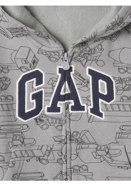 Erkek Bebek Gri Gap Logo Fermuarlı Fleece Sweatshirt