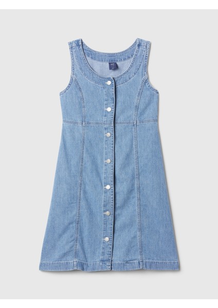 Kız Çocuk Mavi Archive Button Denim Mini Elbise fiyatları