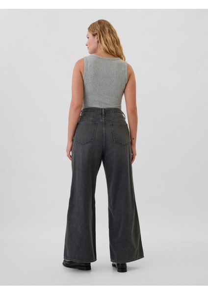 Kadın Siyah Wide Leg Jean Pantolon modelleri