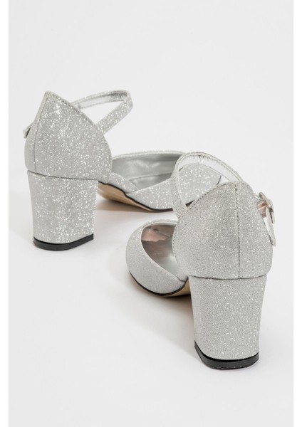 Kadın Biyeli Topuklu Ayakkabı Gümüş Sim fırsatları