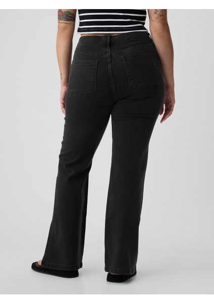 Kadın Siyah High Rise '70S Flare Jean Pantolon modelleri
