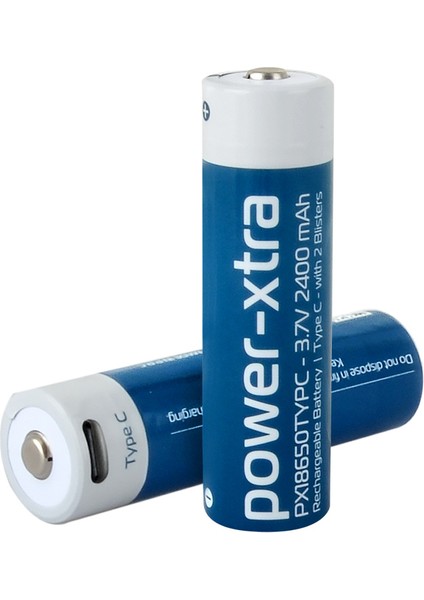 Power Xtra PX18650TYPC 3.7V 2400 Mah 18650 Şarjlı Pil Type C Tekli Blister