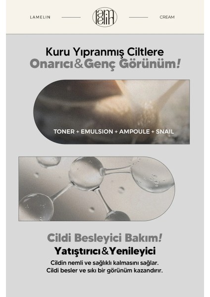 Salyangoz Mukus Filtratı İçeren Onarıcı Büyük Boy Krem Lamelin Snail 4 İn 1 Cream 100 ml