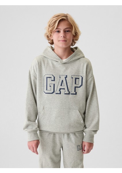 Erkek Çocuk Gri Gap Logo Relaxed Fransız Havlu Kumaş Sweatshirt