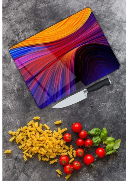 Renkli Cam Kesme Tahtası 25 x 35 cm