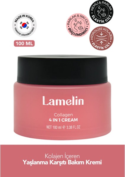 Kolajen Içeren Büyük Boy Nemlendirici Krem Lamelin Collagen 4 In 1 Cream 100ML