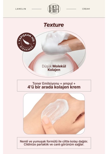 Kolajen Içeren Büyük Boy Nemlendirici Krem Lamelin Collagen 4 In 1 Cream 100ML