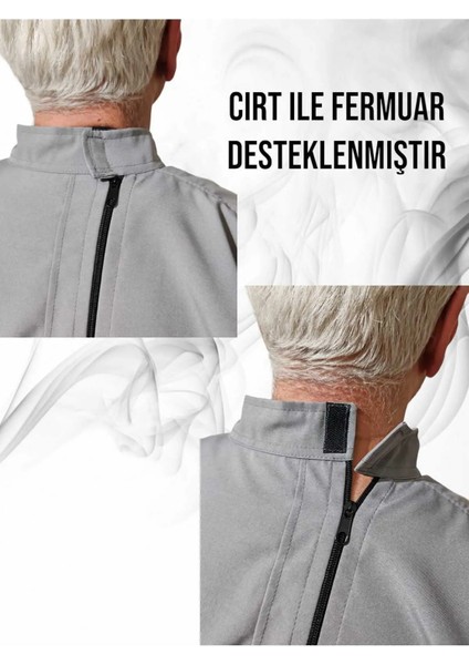 Uzun Kollu Ribanalı Demans Tulumu Hasta Bakım Kıyafet Terletmez Pamuk Kumaş