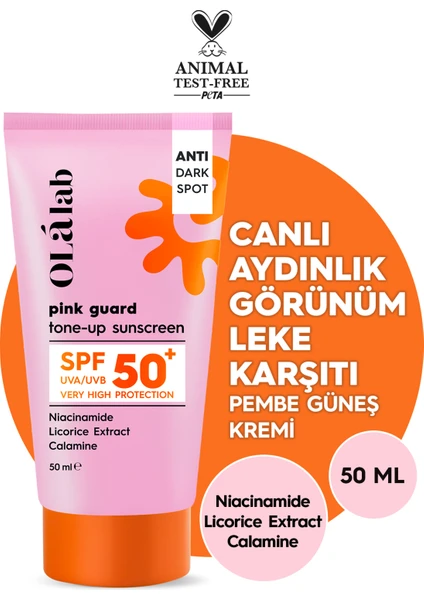 Olalab Aydınlatıcı Ton Eşitleyici Spf 50+ Yüksek Uv Koruma Pembe Yüz Güneş Kremi 50 ml