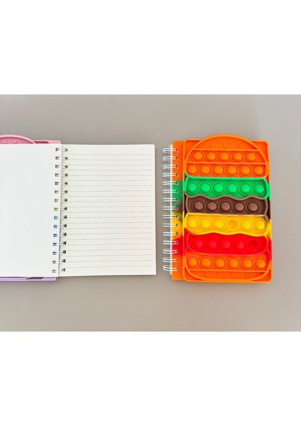 Turuncu Renk Pop It Bubble Notebook Popit Defter Renkli eğlenceli spiralli Okul Defteri